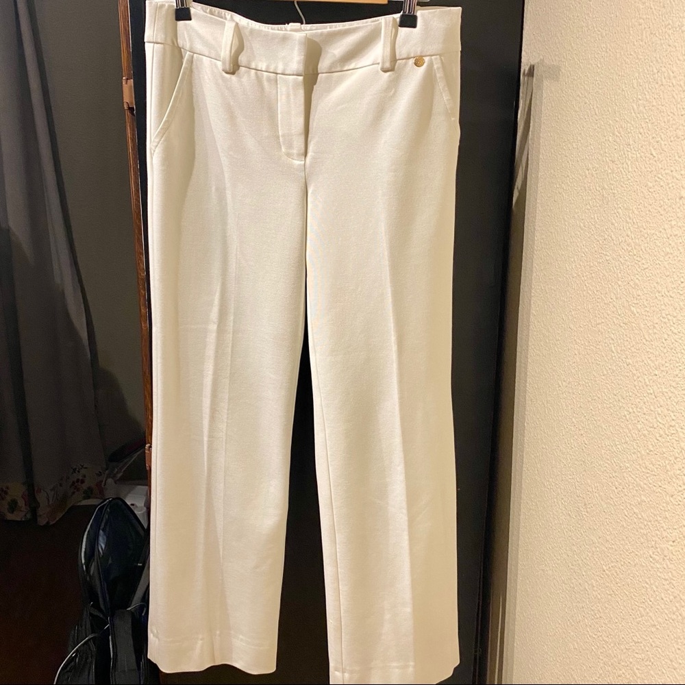 White lined Trina Turk wide legged dress trousers.